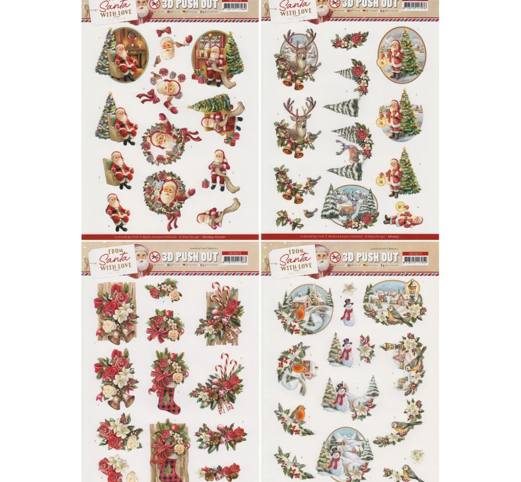 FINDit 3D-Motivbögen|Kartengestaltung>3D-Stanzbogen-Set "From Santa with love"