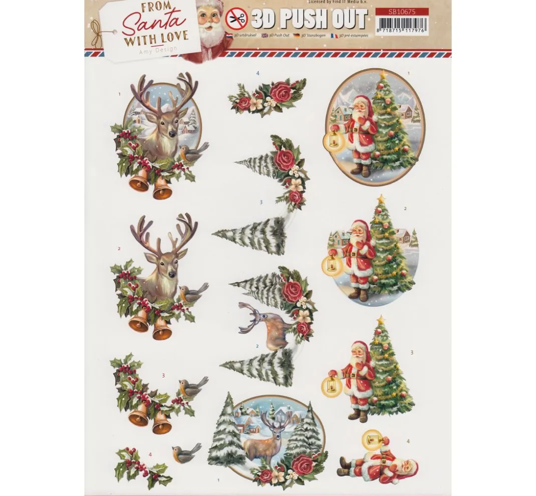 FINDit 3D-Motivbögen|Kartengestaltung>3D-Stanzbogen-Set "From Santa with love"