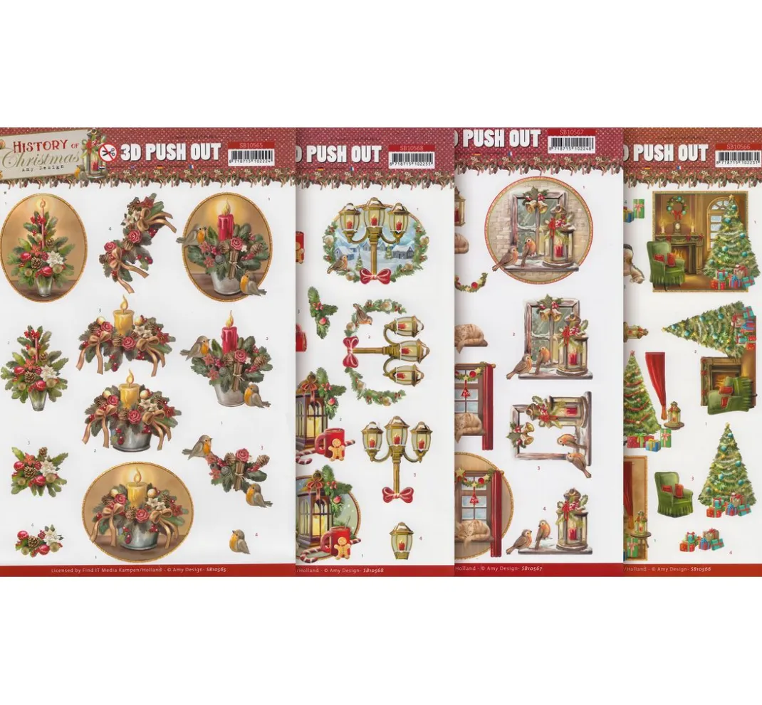 FINDit 3D-Motivbögen|Kartengestaltung>3D-Stanzbogen-Set "History of Christmas"