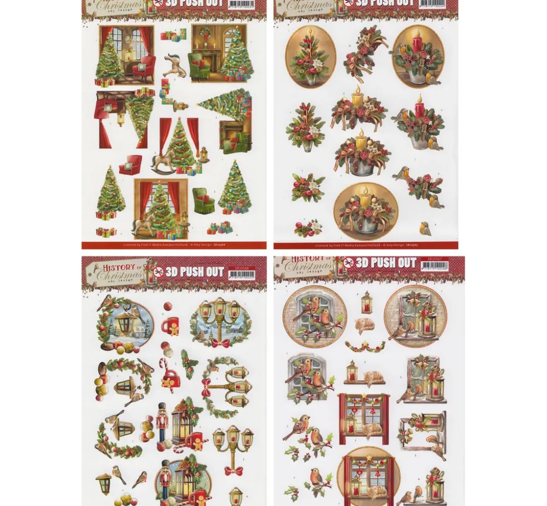 FINDit 3D-Motivbögen|Kartengestaltung>3D-Stanzbogen-Set "History of Christmas"