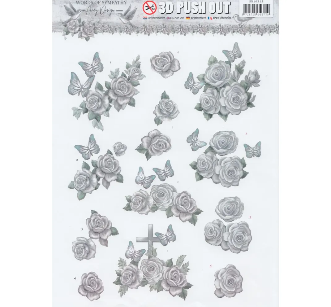 FINDit 3D-Motivbögen|Kartengestaltung>3D-Stanzbogen-Set "Words of Sympathy"