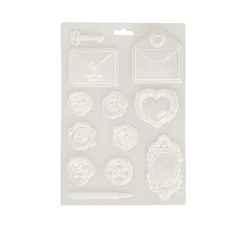 Kinder Stamperia Modellier-Werkzeuge|Weiteres>3D-Texturform "Shabby Rose - Letters & Seals"