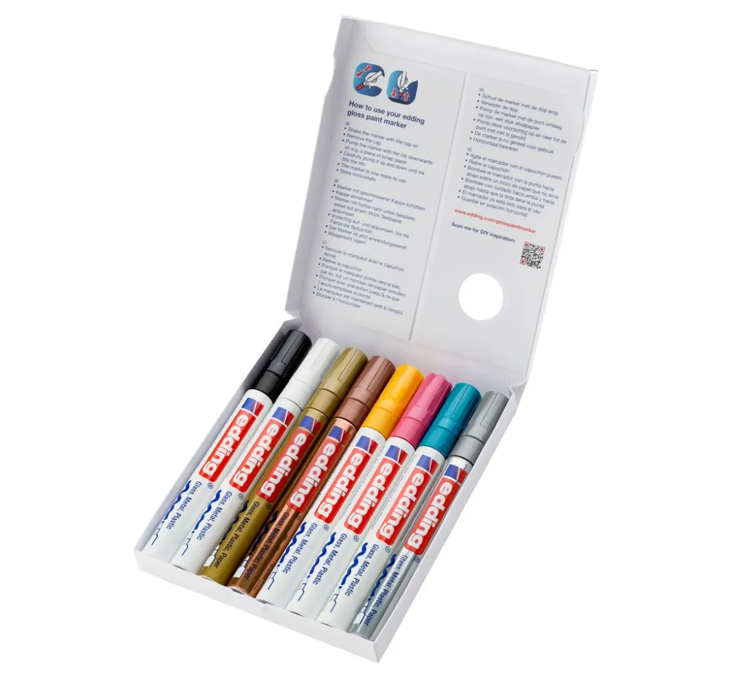 edding Stifte|Lackfarbe>750 Glanzlack-Marker Metallic/Pastell, 8er-Set