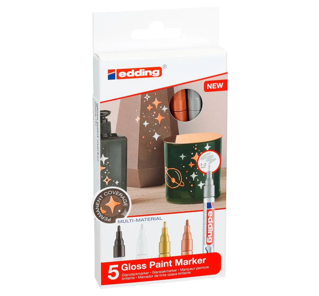 edding Lackfarbe|Stifte>751 Glanzlack-Marker Metallic, 5er-Set