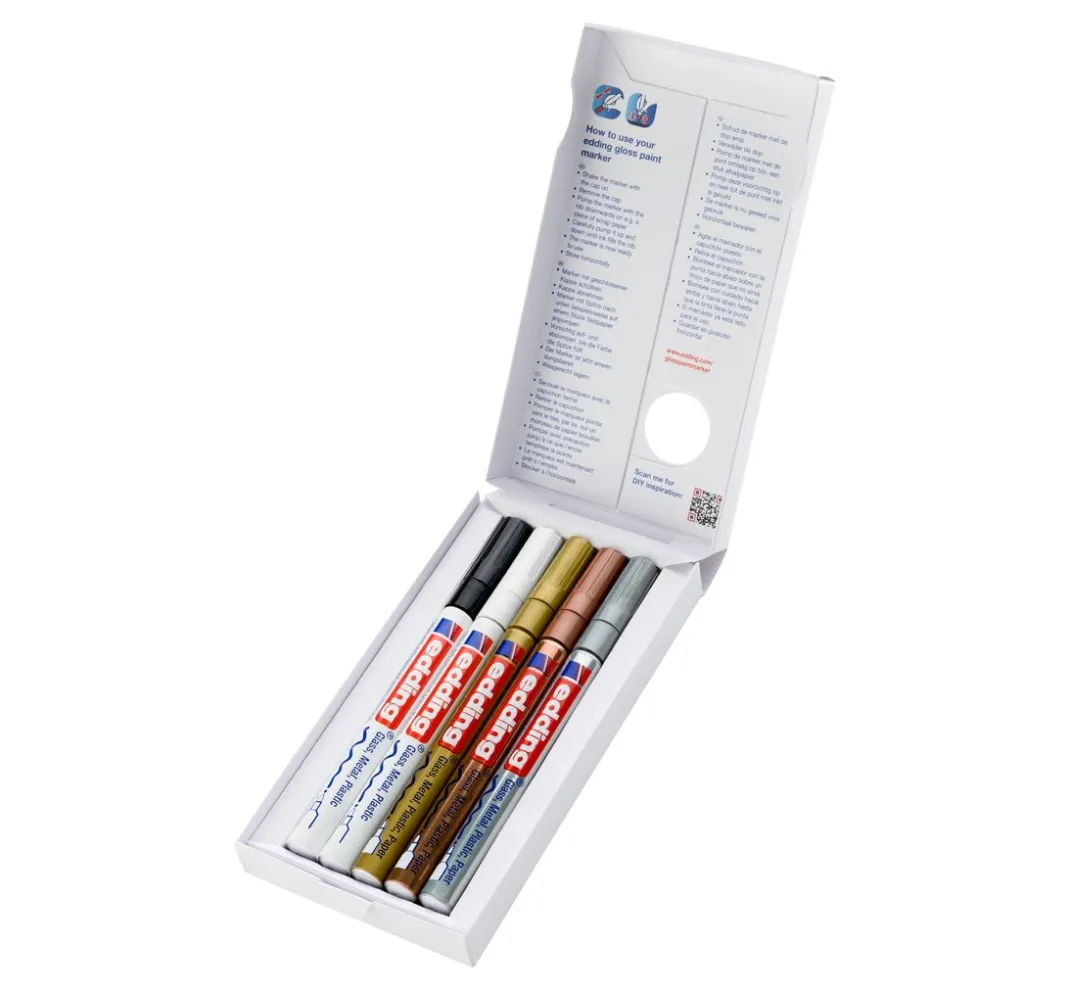 edding Lackfarbe|Stifte>751 Glanzlack-Marker Metallic, 5er-Set