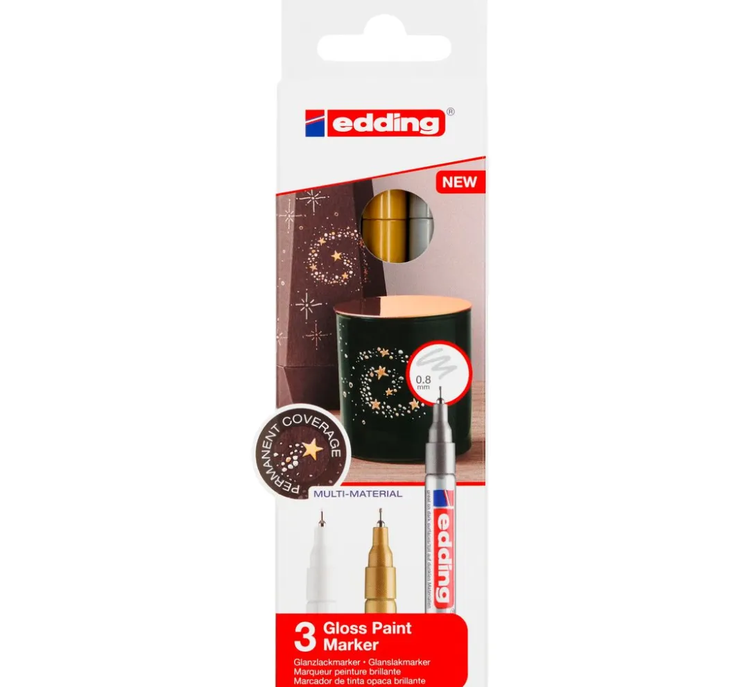 edding Lackfarbe|Stifte>780 Glanzlack-Marker Metallic, 3er-Set