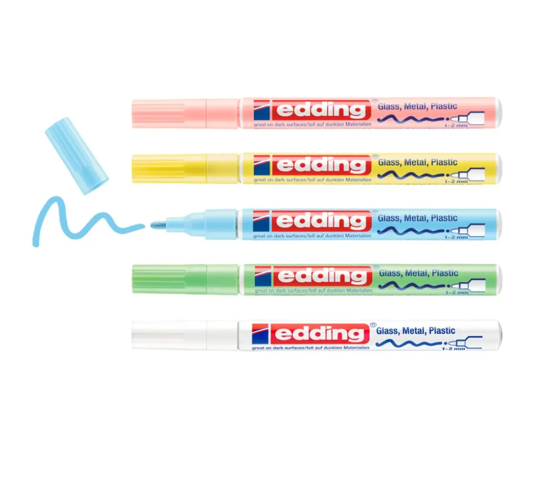 edding Lackfarbe|Stifte>751 Glanzlack-Marker Pastell, 5er-Set
