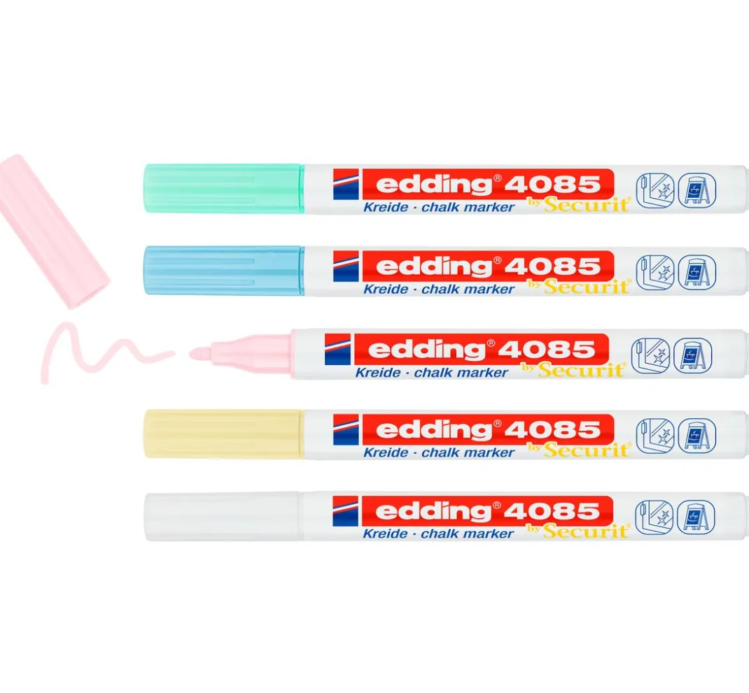 edding Tafelfarbe|Kreidefarbe>4085 Kreidemarker-Set "Pastell", 5-tlg.