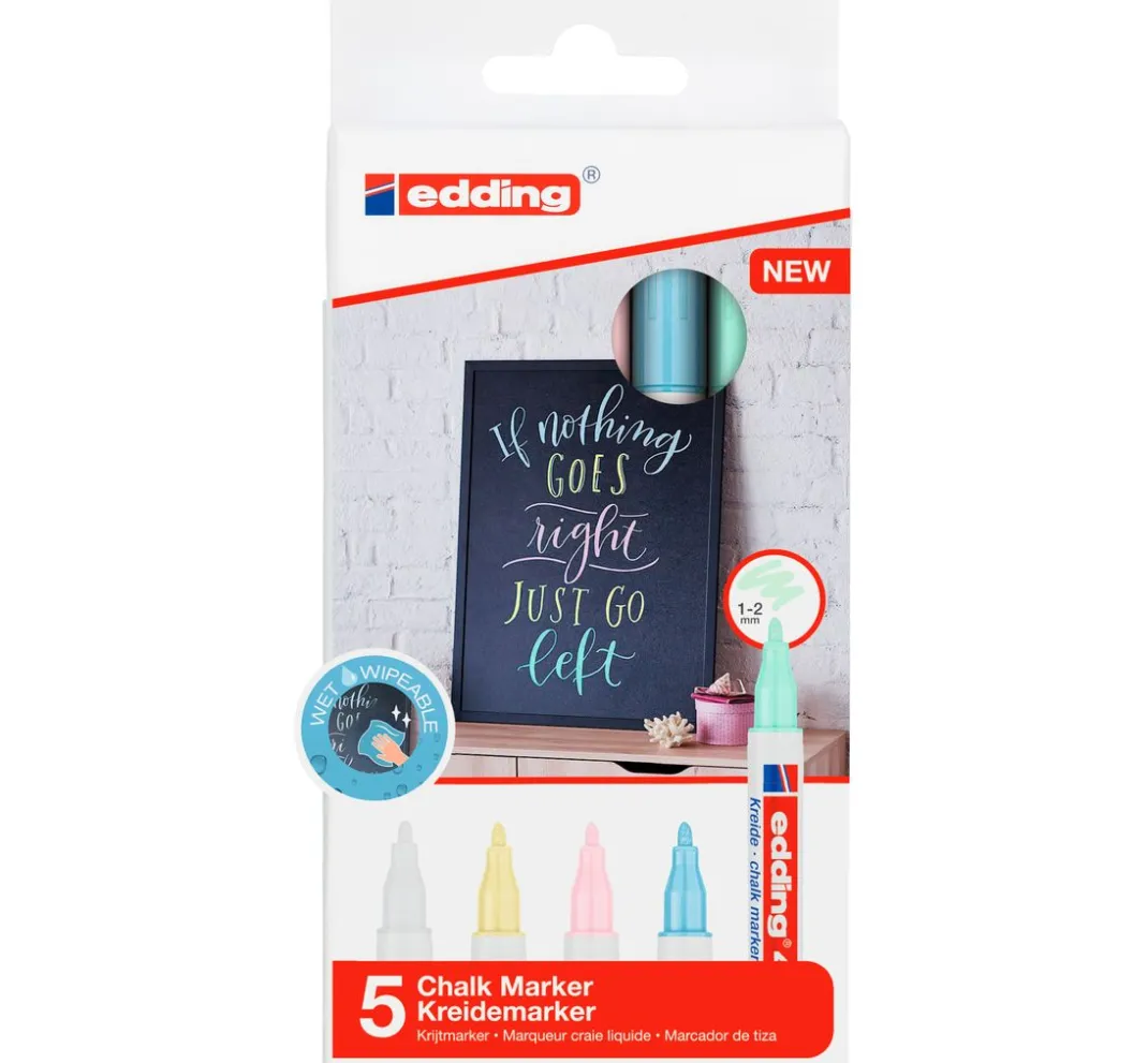 edding Tafelfarbe|Kreidefarbe>4085 Kreidemarker-Set "Pastell", 5-tlg.