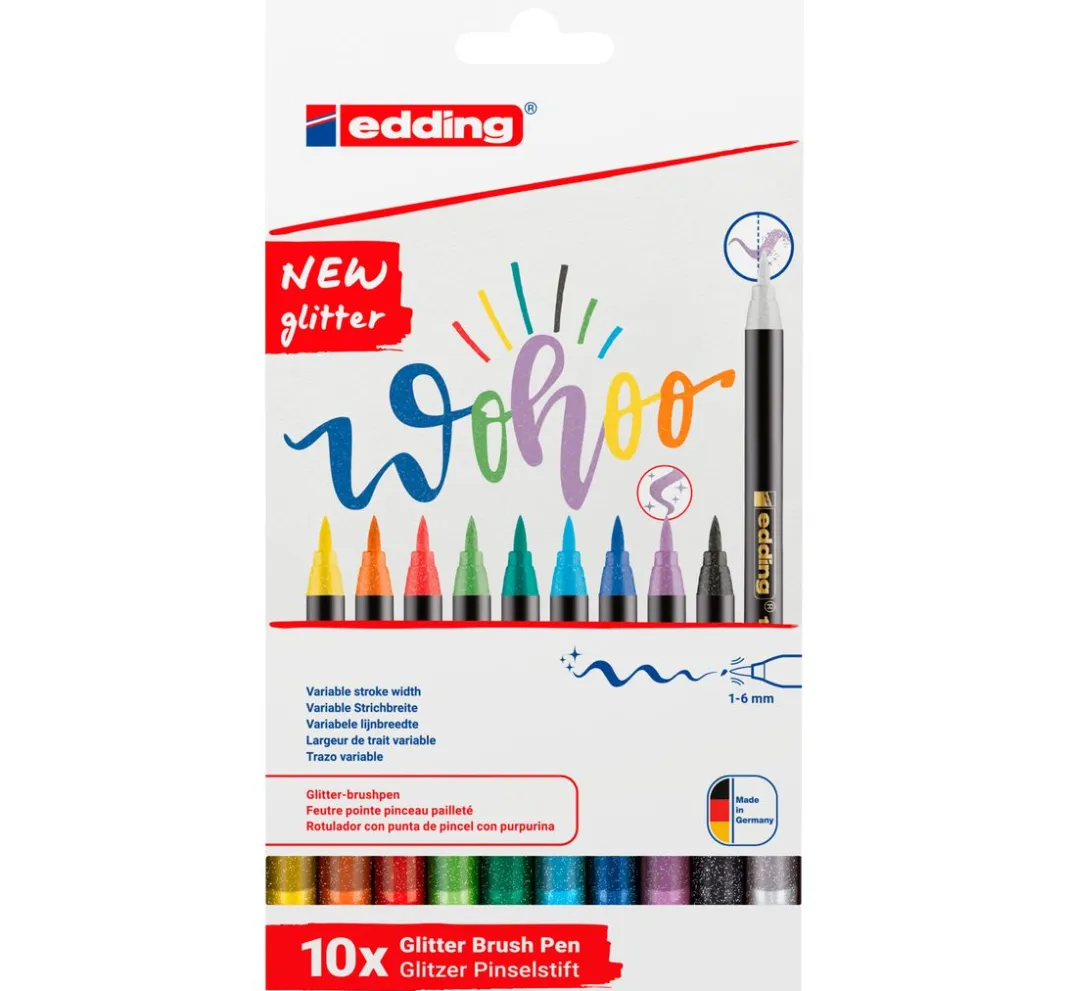 edding Stifte>1340 Pinselstift "Glitzer", 10er-Set