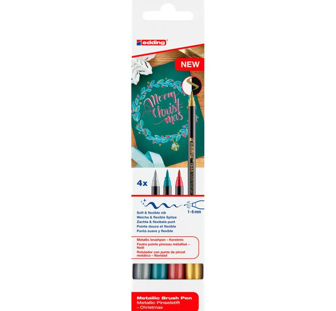 edding Stifte|Kartengestaltung>1340 Pinselstift "Xmas - Metallic"