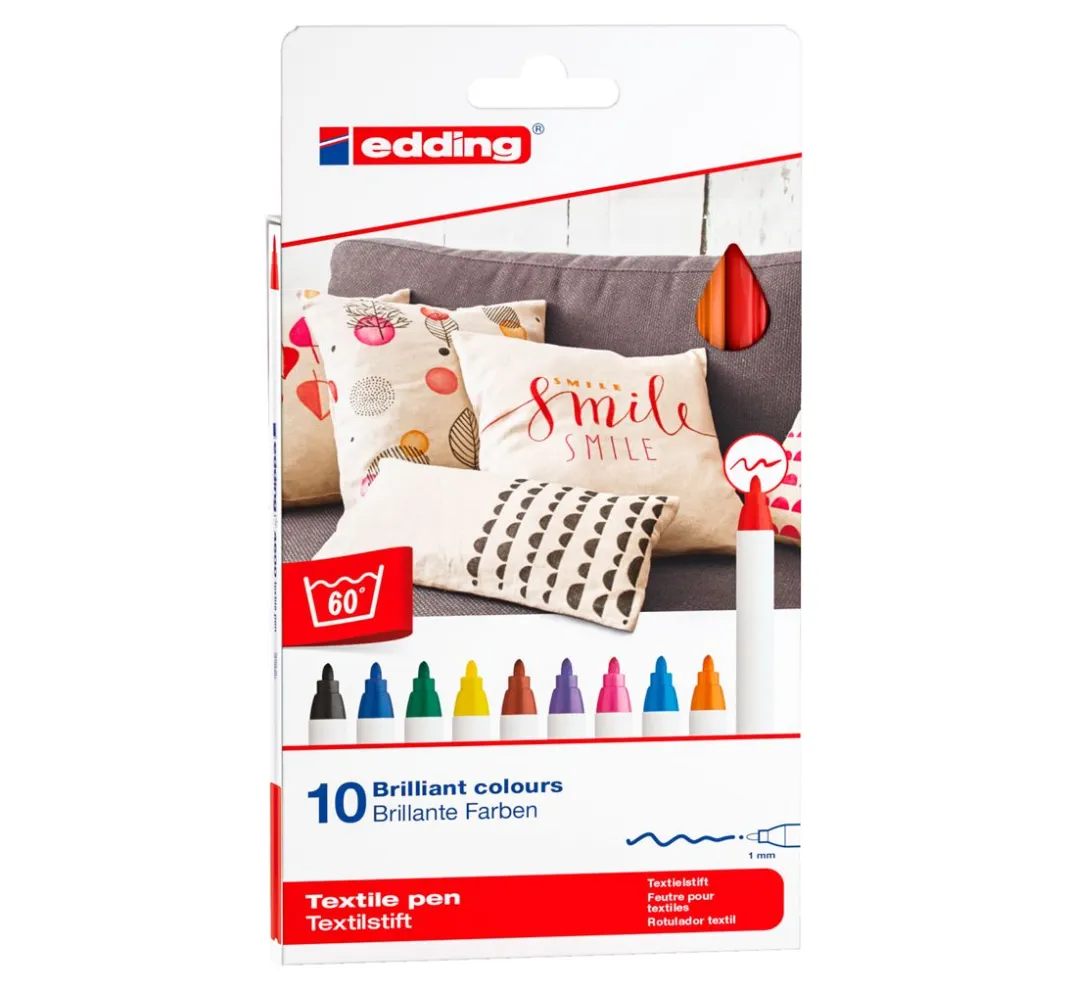 edding Textilfarbe|Textil-Design>4600 "Textil Pen", 10 Stück