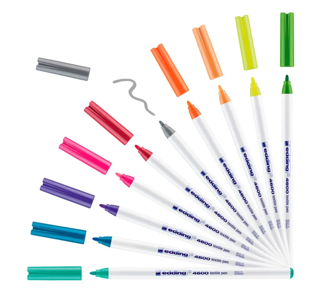 edding Textilfarbe|Textil-Design>4600 "Textil Pen", 10 Stück