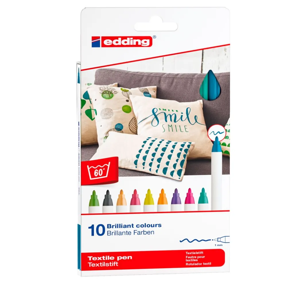 edding Textilfarbe|Textil-Design>4600 "Textil Pen", 10 Stück