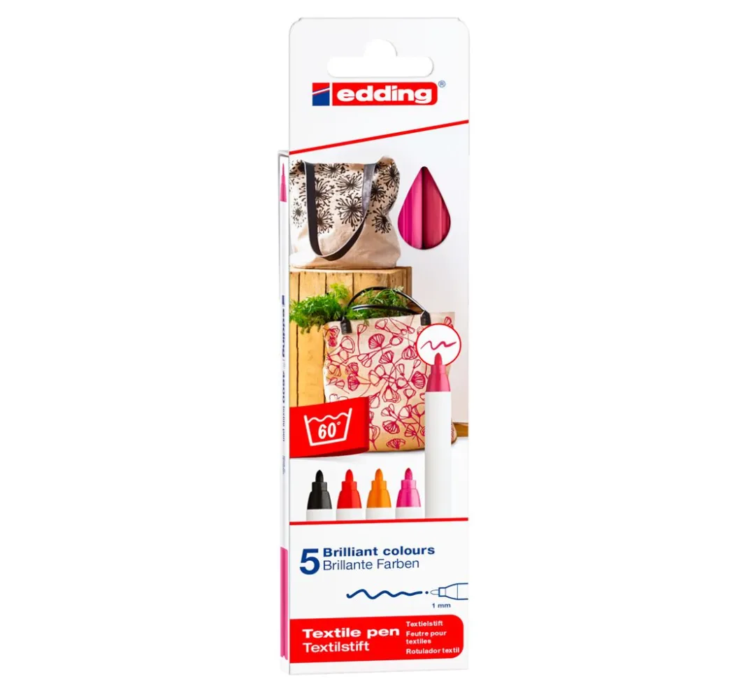 edding Stifte>4600 "Textil Pen", 5 Stück