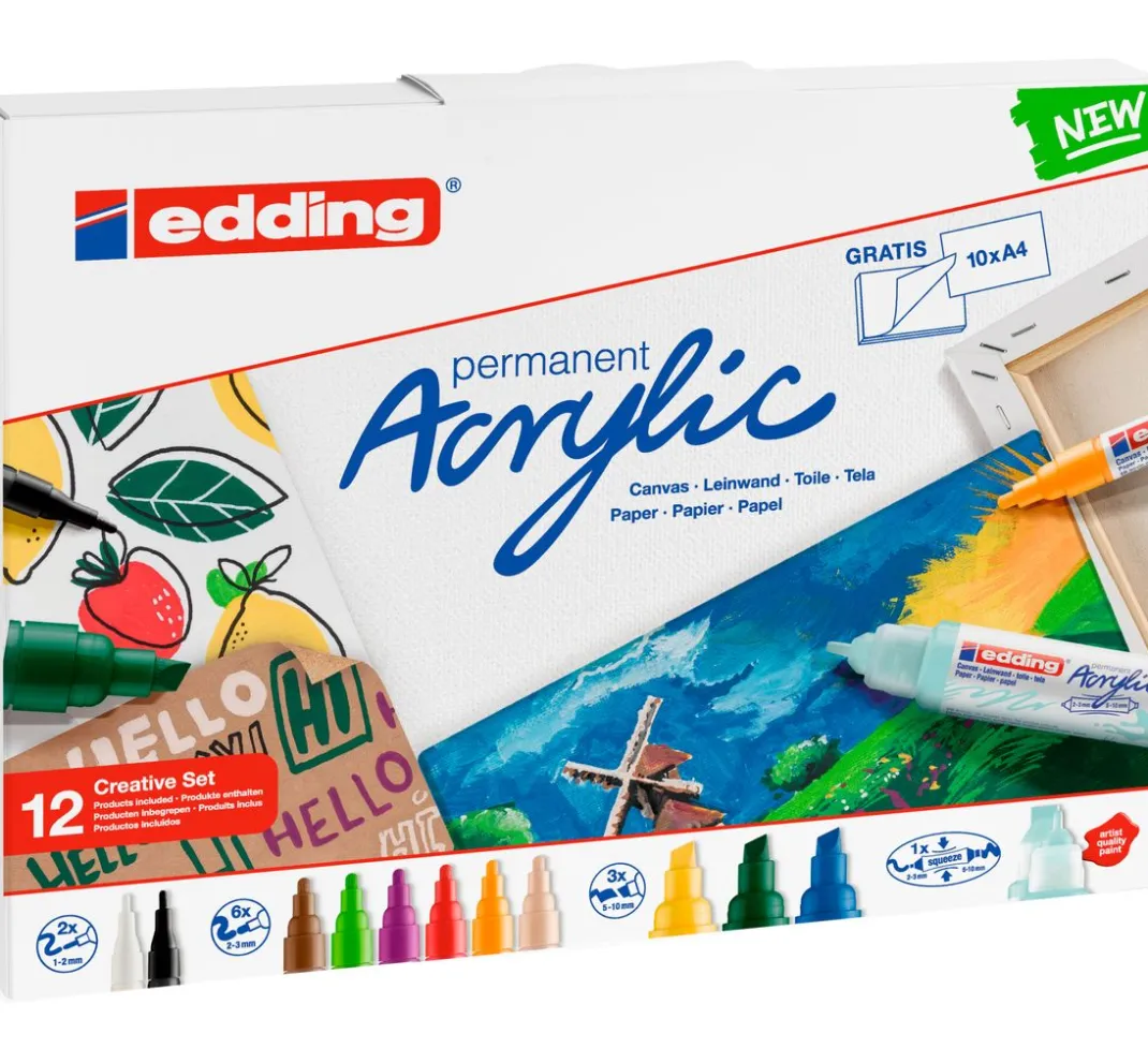 edding Stifte|Künstlerfarbe>Acrylic "Acrylmarker - Basic", 12er-Set