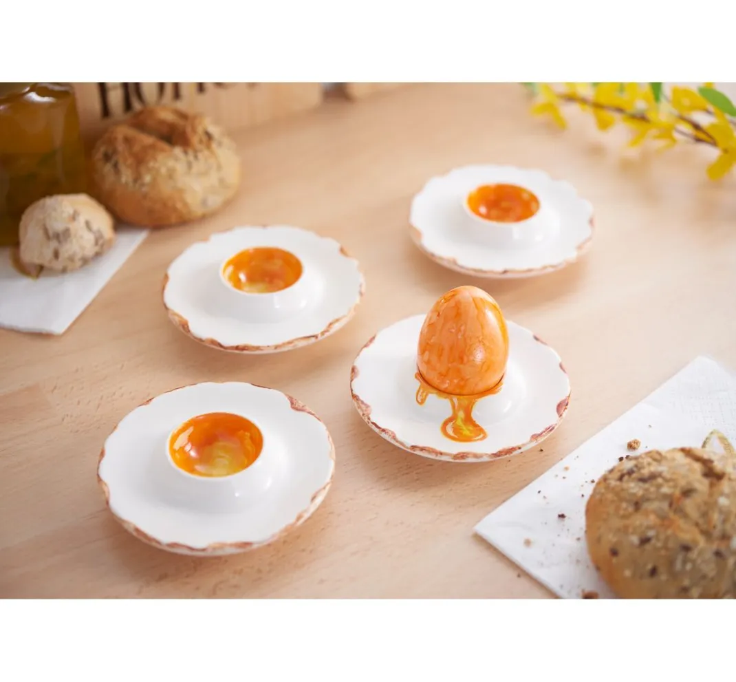 creativ company Glas- & Porzellanmalerei>Eierbecher "Flach", Porzellan, 12 Stück