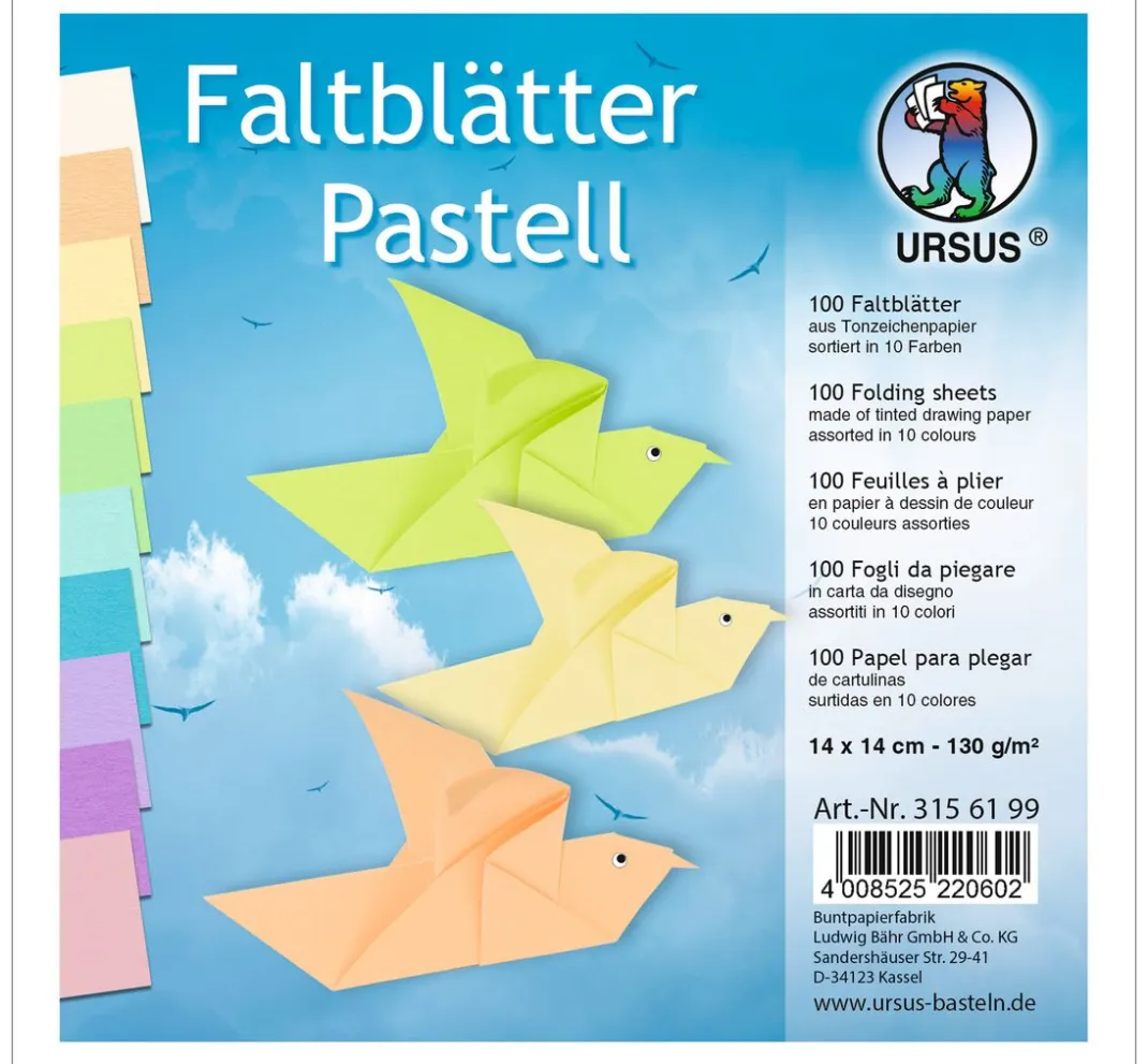 URSUS Origami & Papier Falten|Falt- & Origamipapier>Faltblätter "Pastell"