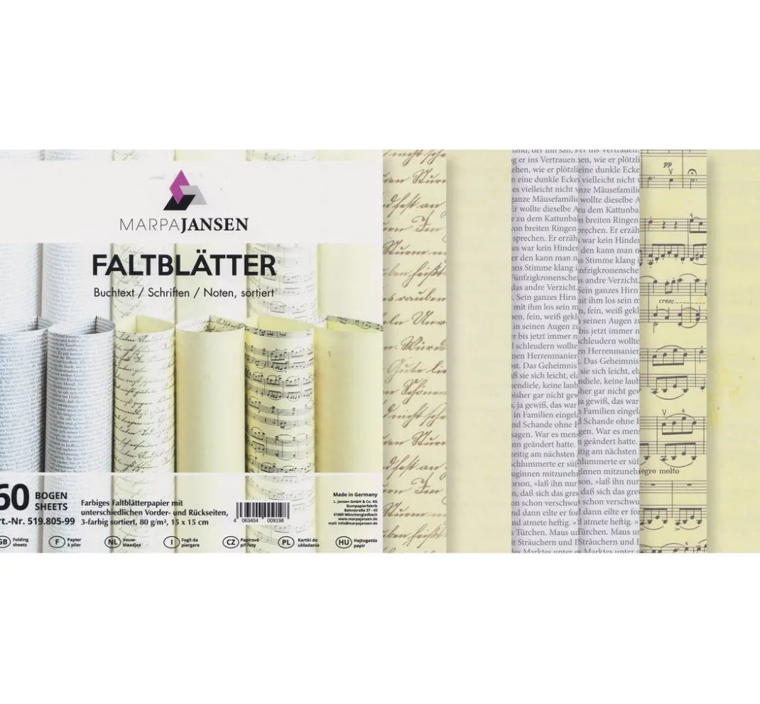 MarpaJansen Origami & Papier Falten|Falt- & Origamipapier>Faltblätter "Text und Noten"