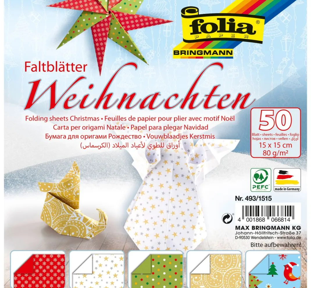 folia Falt- & Origamipapier|Origami & Papier Falten>Faltblätter "Weihnachten", gemustert