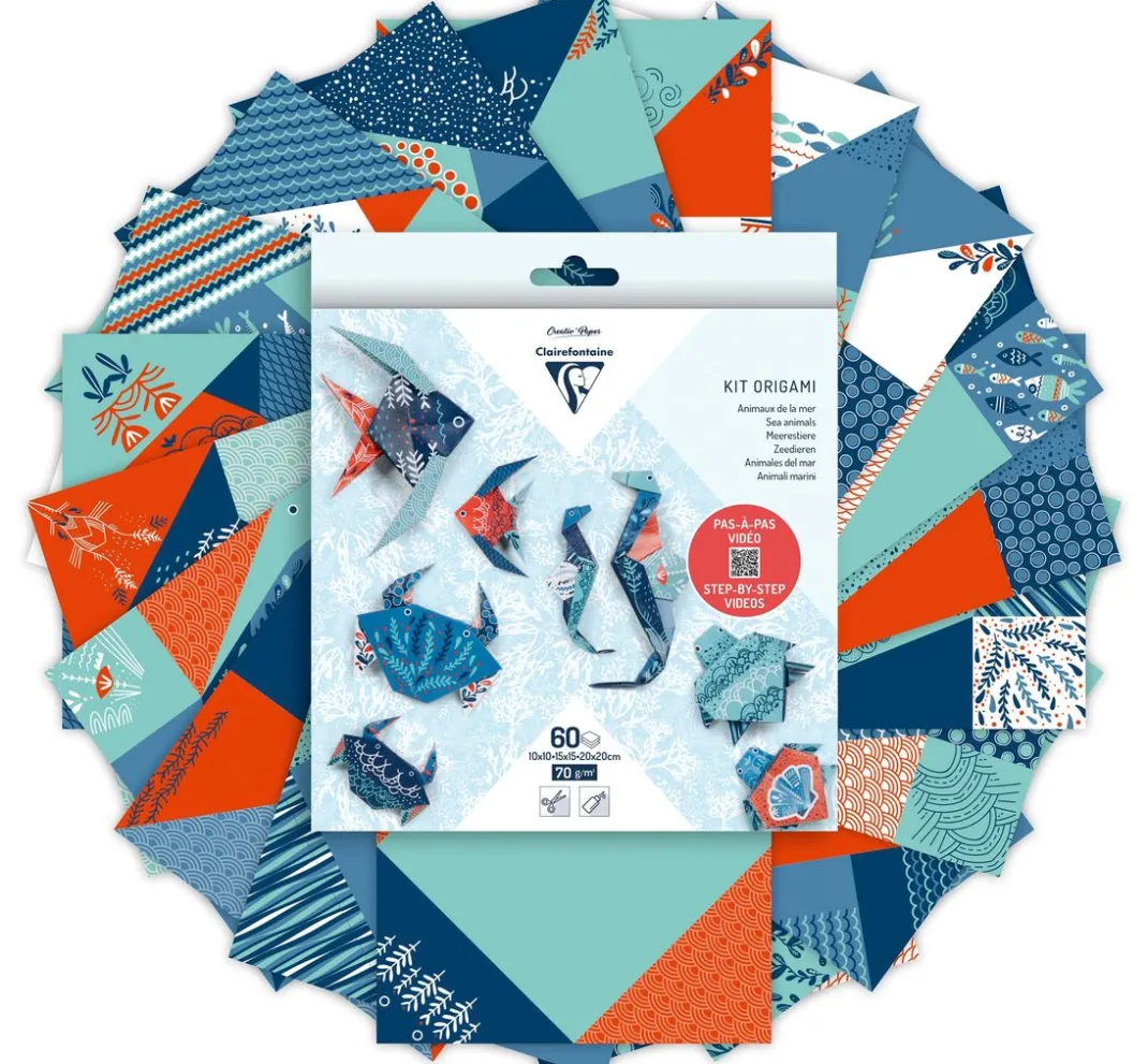 Clairefontaine Origami & Papier Falten|Falt- & Origamipapier>Faltpapier-Sortiment "Meerestiere"