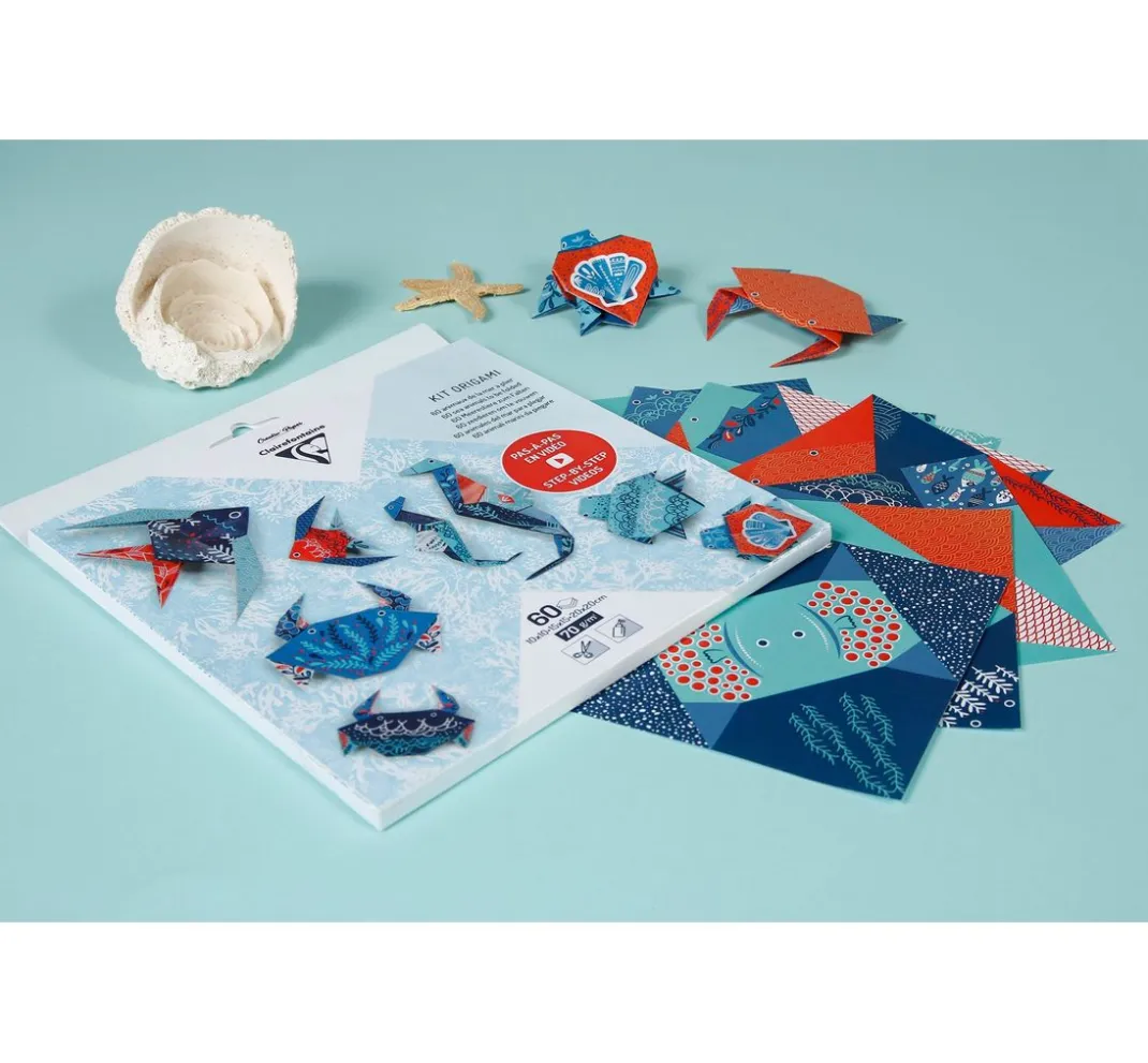 Clairefontaine Origami & Papier Falten|Falt- & Origamipapier>Faltpapier-Sortiment "Meerestiere"
