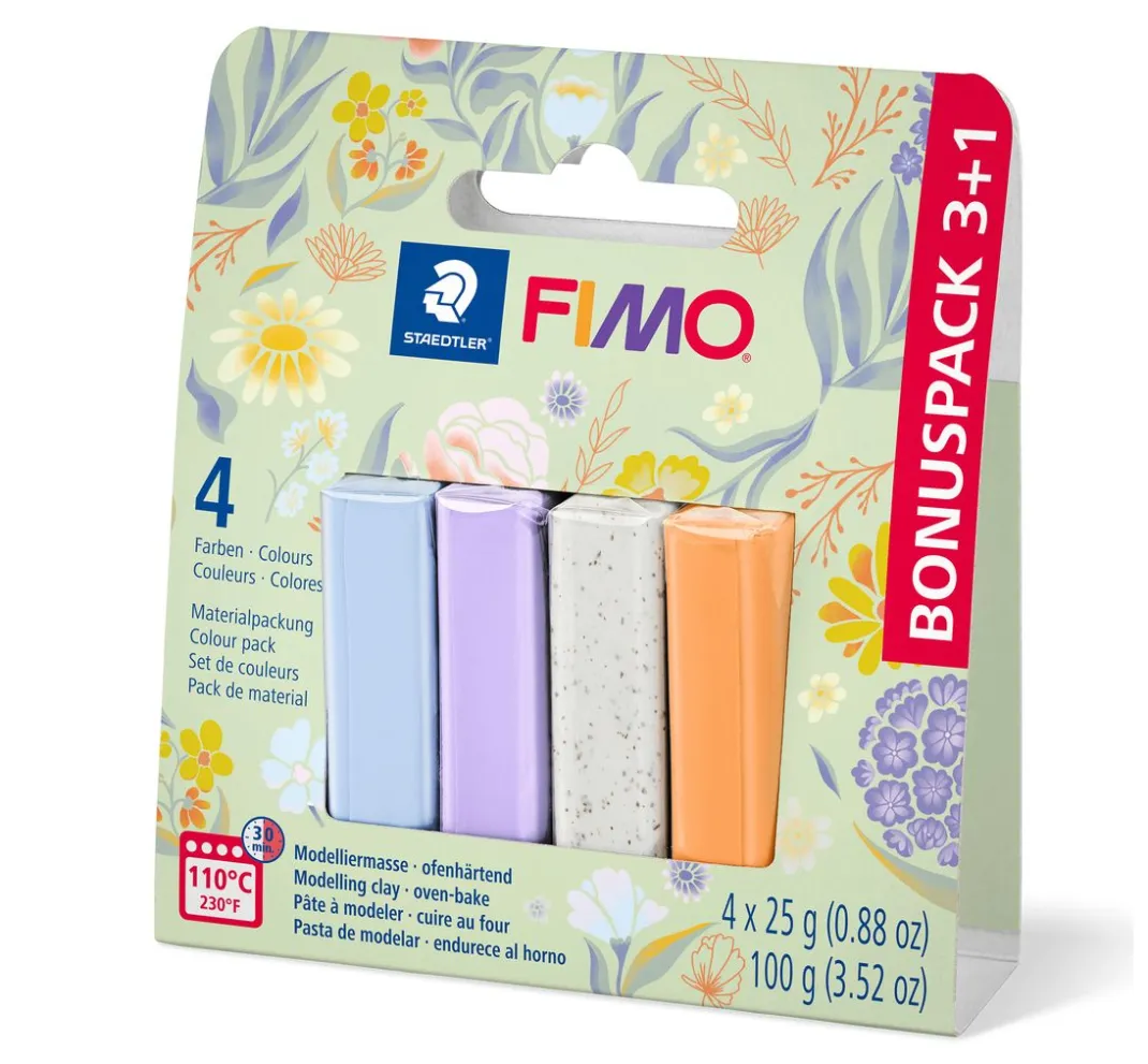 Kinder FIMO Weitere Geschenkideen Für Kinder|Modellieren>soft Materialpackung "Pastell and Botanical", 4 Farben