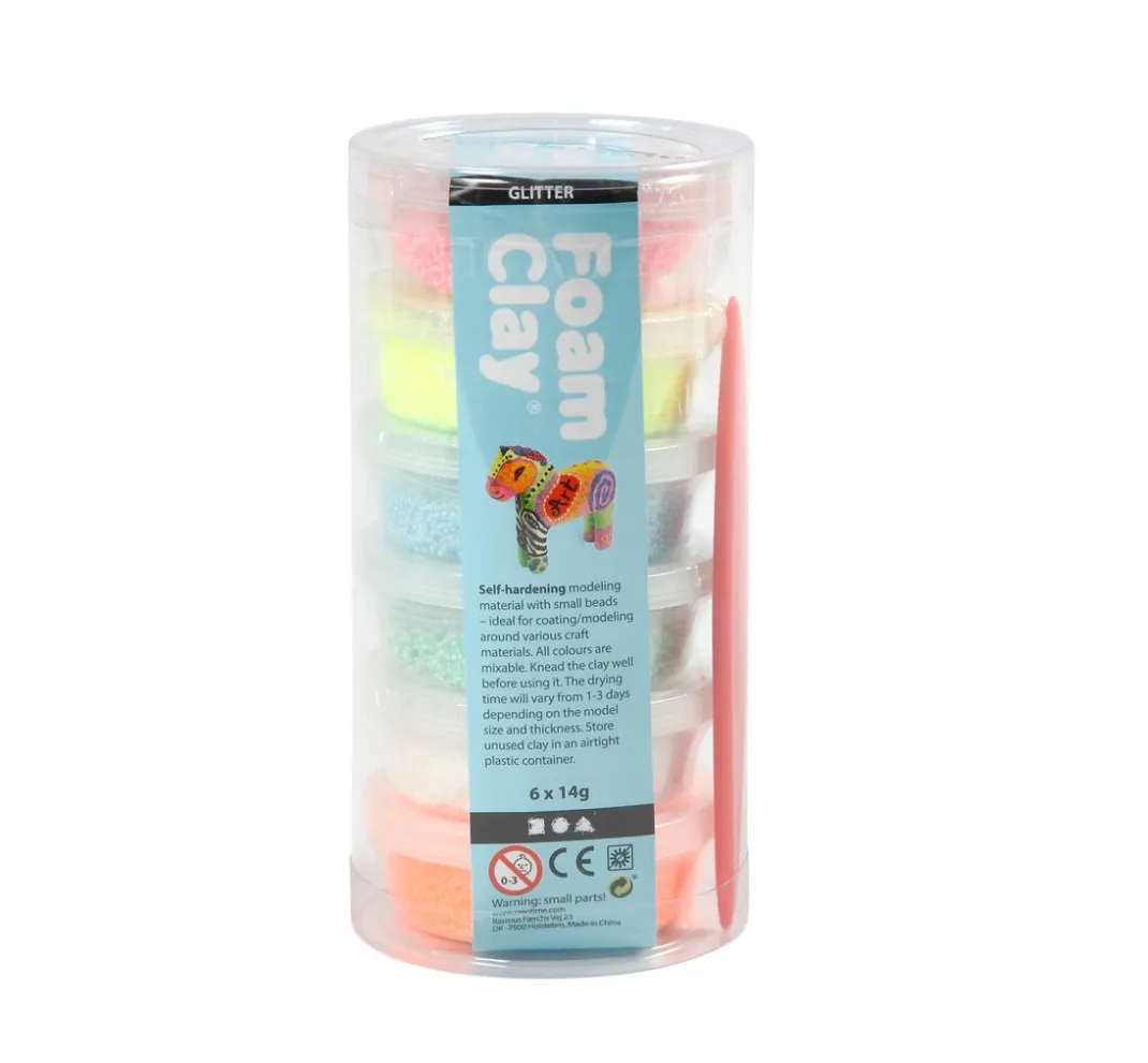 Kinder creativ company Knet-Sets|Modelliermasse>Foam Clay "Glitter", sortiert, 6 x 14 g