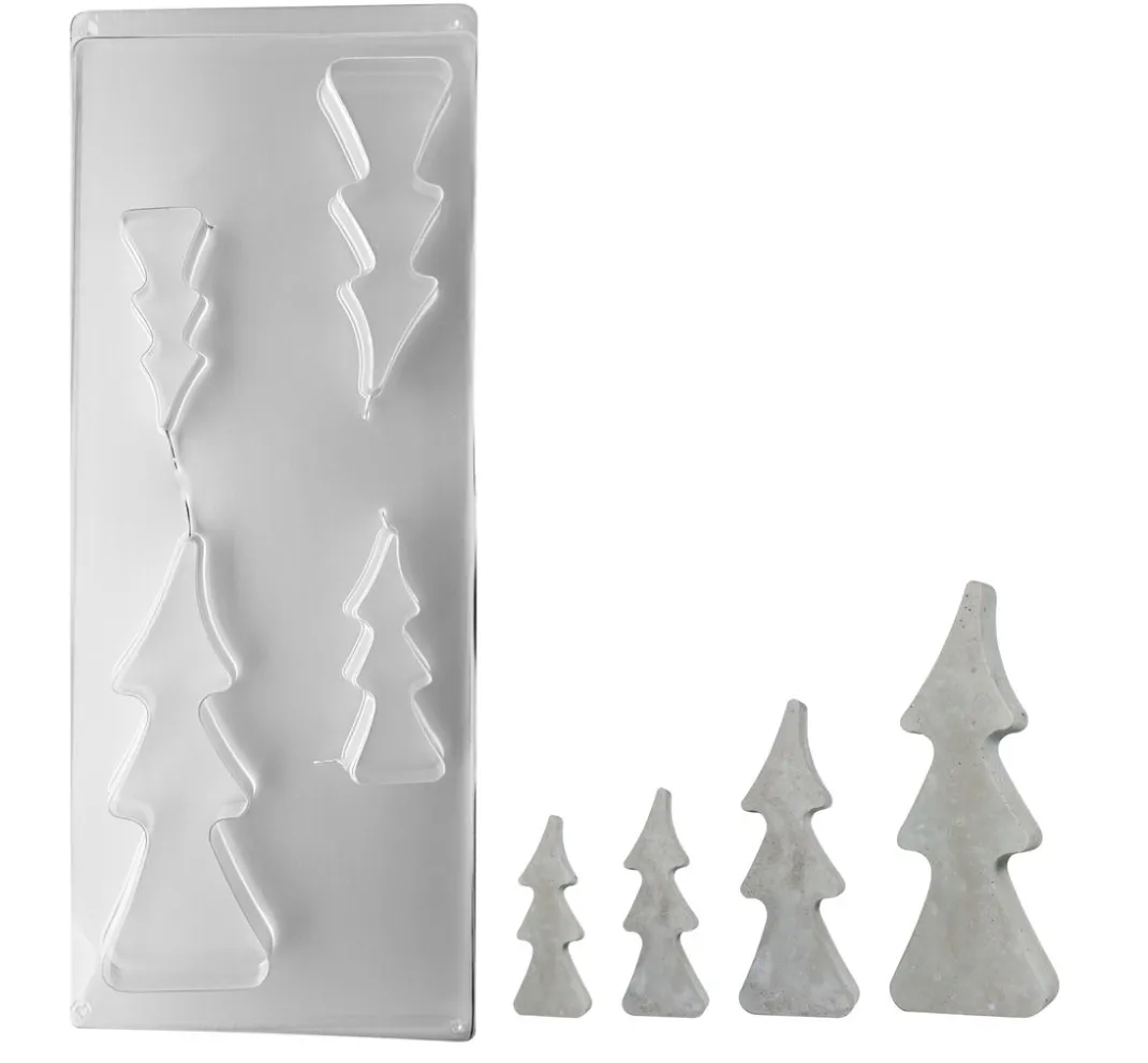Rayher Gießformen>Gießform "4 Tannenbäume", ca. 8-16 cm