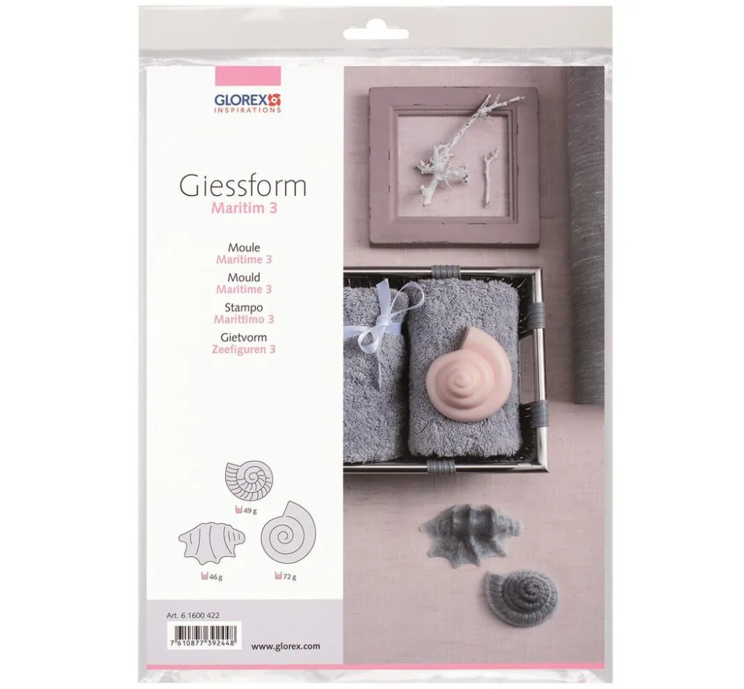 GLOREX Seifen-Design|Gießformen>Gießform "Muschel-Trio"