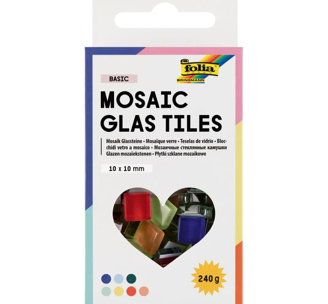 folia Mosaik Basteln>Glas-Mosaiksteine Mix, farbig sortiert