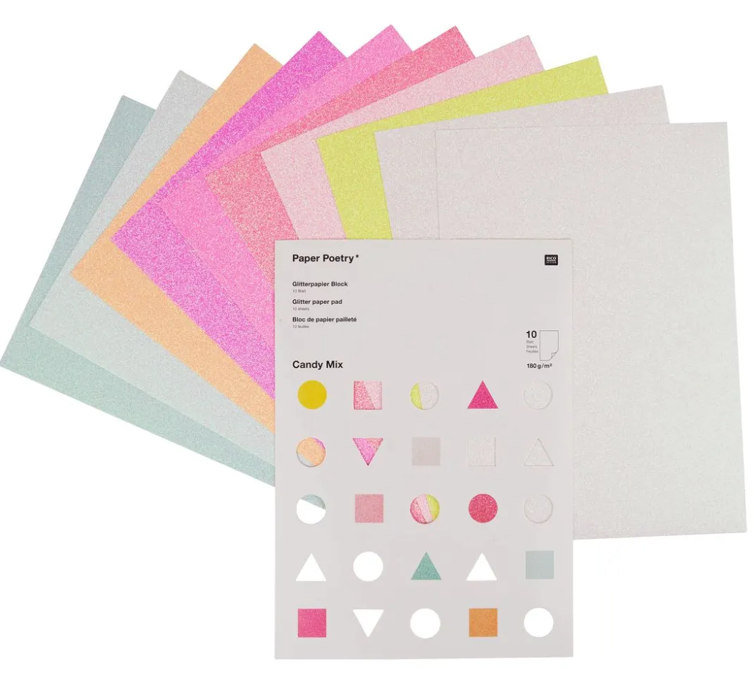 Rico Design Spezialpapier & -Karton|Scrapbooking>Glitterpapier "Candy Mix"