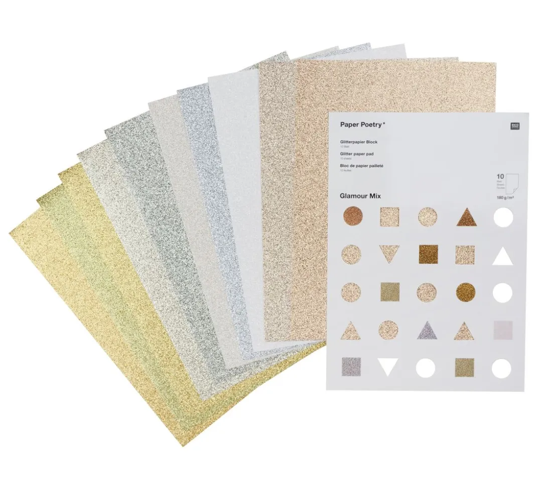 Rico Design Spezialpapier & -Karton|Farb- & Motivblöcke>Glitterpapier "Glamour Mix"