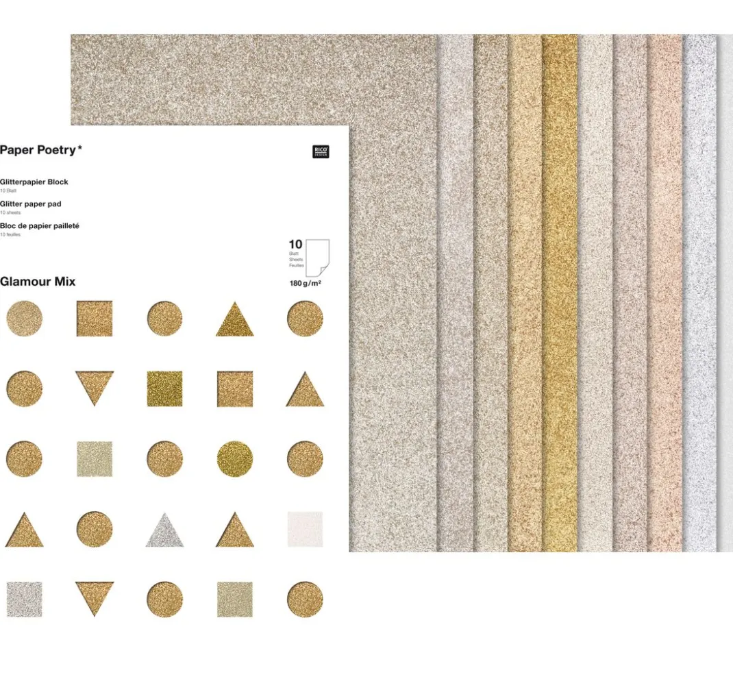 Rico Design Spezialpapier & -Karton|Farb- & Motivblöcke>Glitterpapier "Glamour Mix"
