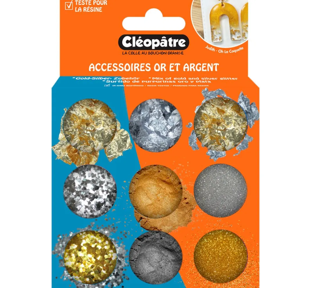Cléopâtre Schmuck Gießen|Glitter- Und Schneedeko>Gold Silber Partikelmix, 9 Tiegel