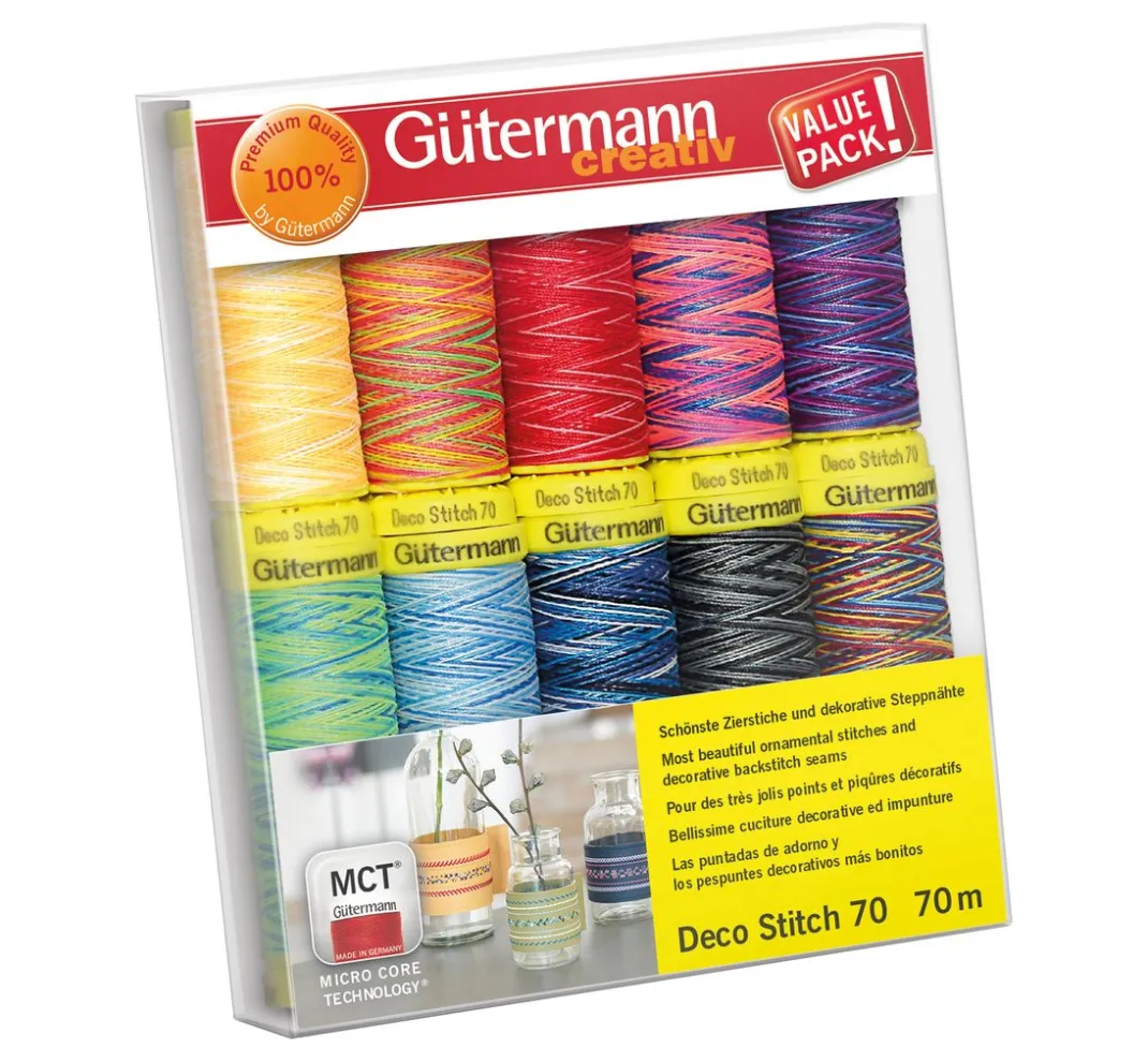 Gütermann creativ Nähgarne & Overlockgarn|Nähsets>Gütermann Nähfaden Deco-Stitch 70, Col. 3, Multicolor