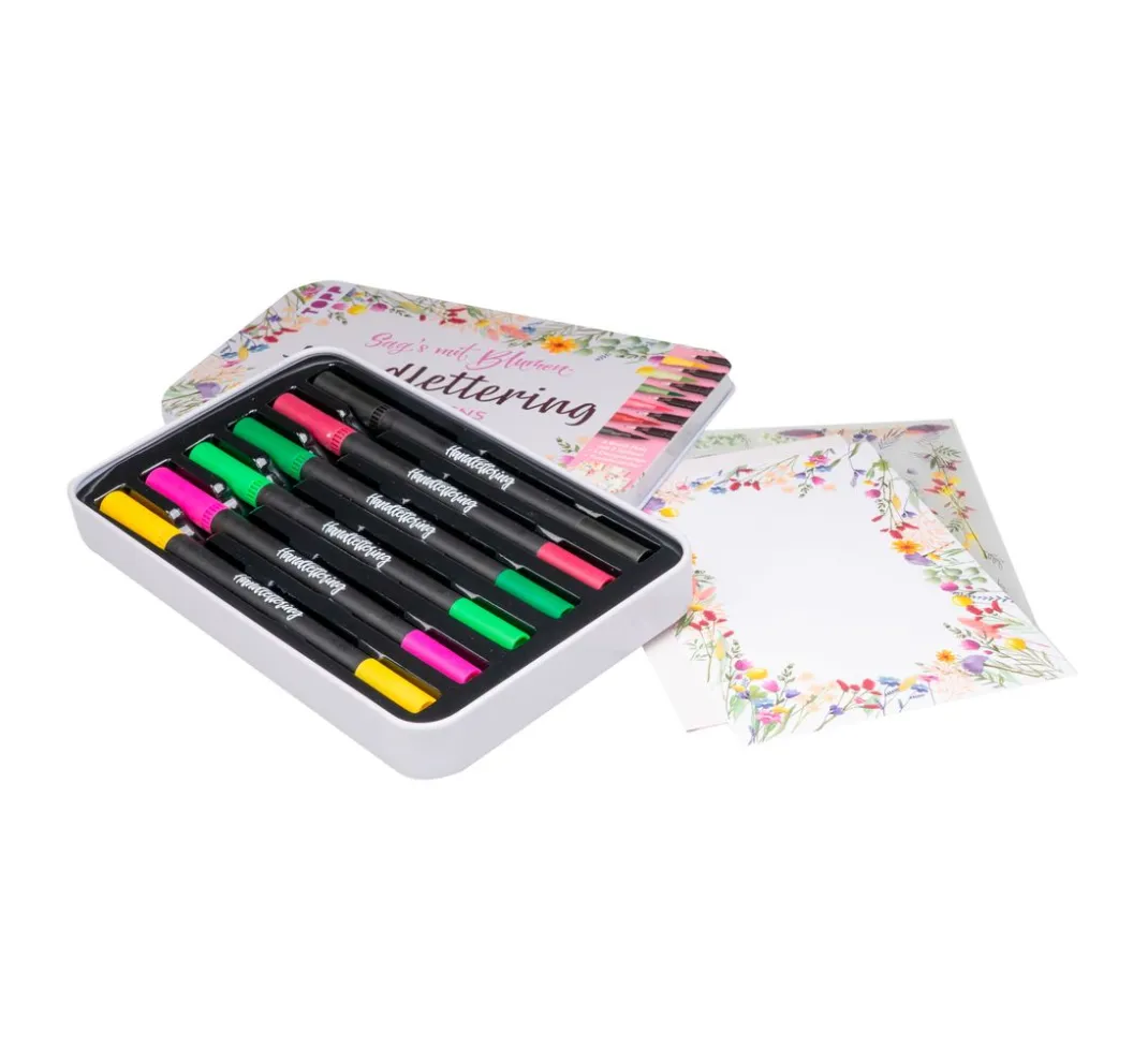 Topp Farbsets|Stifte>Handlettering Designdose Brush Pens Sag's mit Blumen