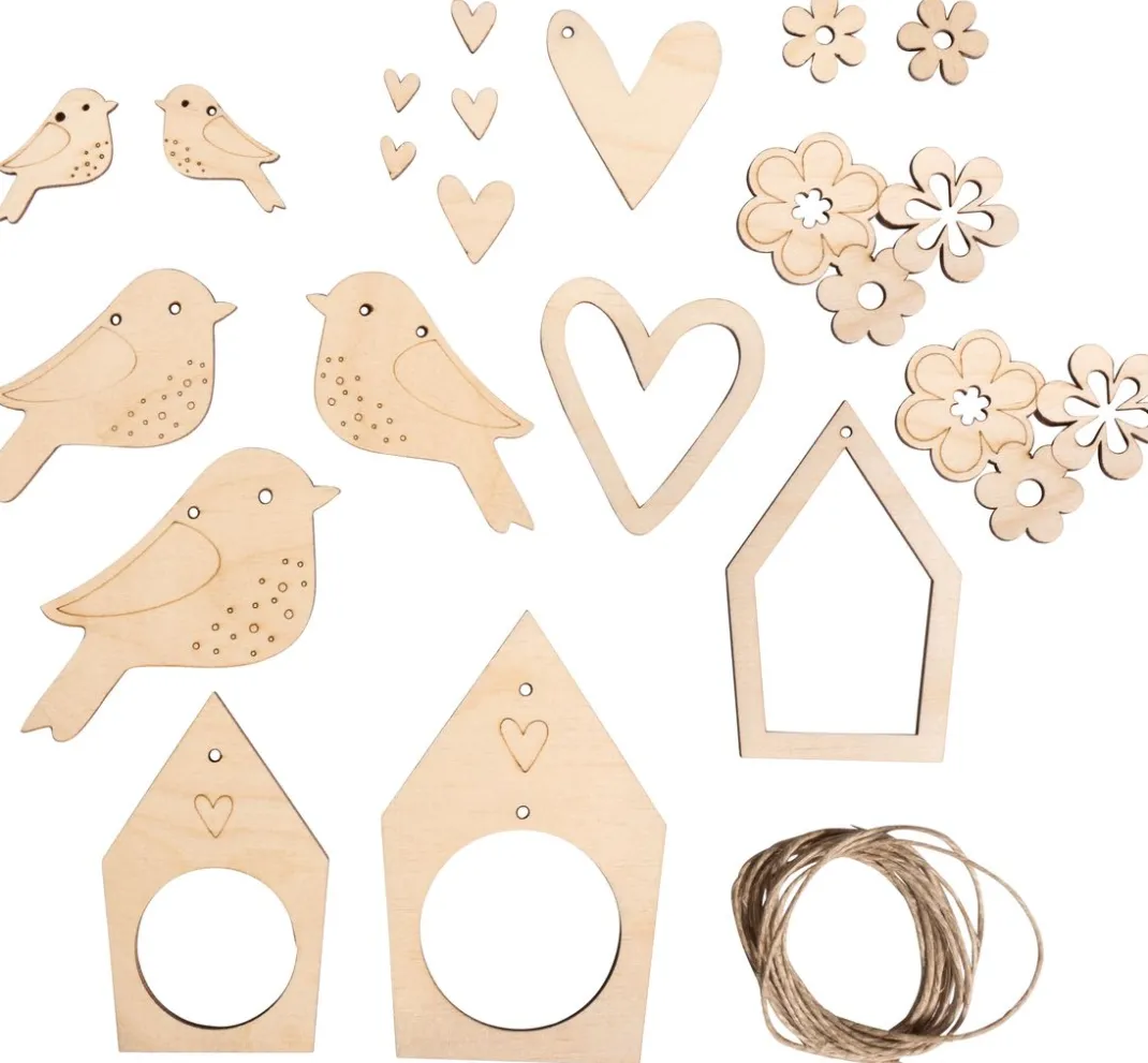 Rayher Anhänger|Holz, Mdf & Pappmaché>Holzgirlande Anhängermix "Vogel & Co"