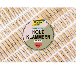 folia Streuteile|Bastelzubehör>Holzklammern Jumbo Pack "Naturel"