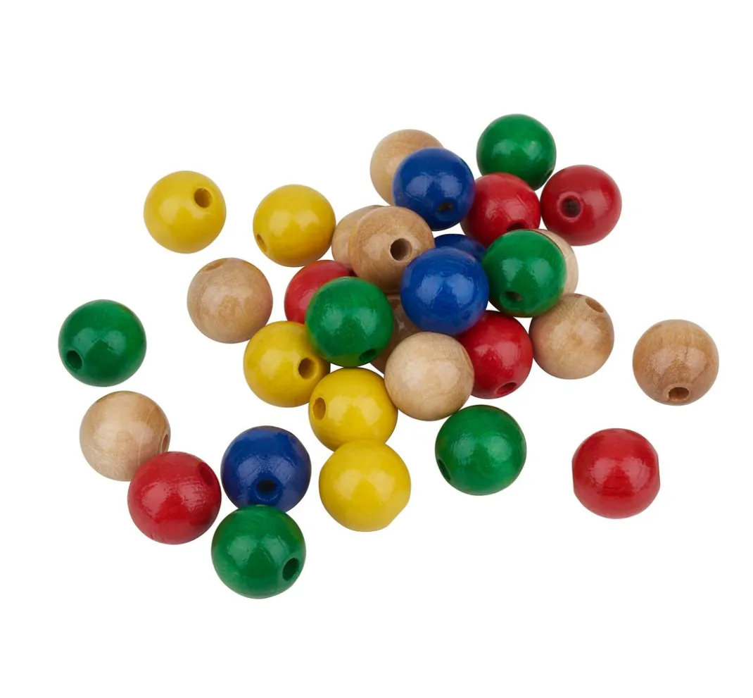 Kinder KNORR prandell Perlen|Holz>Holzperlen, Ø 12 mm, 30 Stück