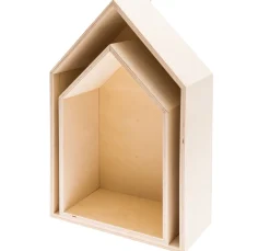 Rico Design Miniaturen|Serviettentechnik>Holzregal "Haus", 2er-Set