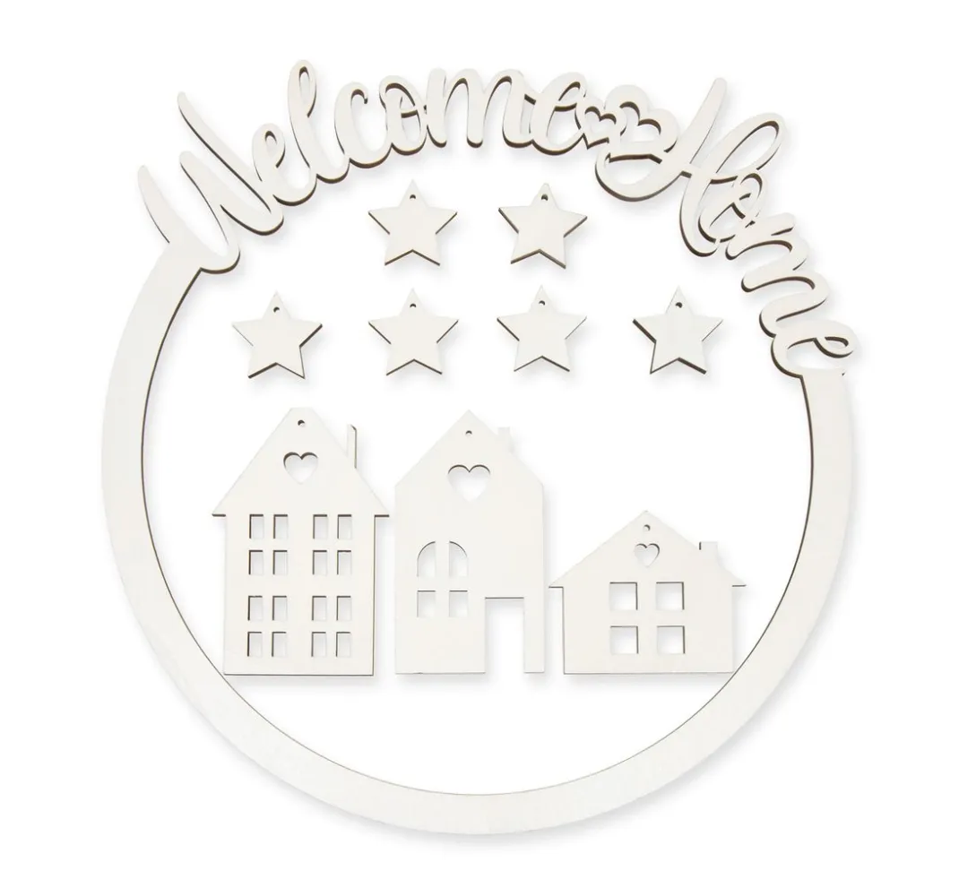 HALBACH Diverse Materialien|Holz, Mdf & Pappmaché>Holzring-Set "Welcome Home"