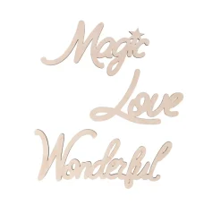 Rayher Décopatch|Holz, Mdf & Pappmaché>Holz-Schriftzüge "Magic-Love-Wonderful", 3er Set