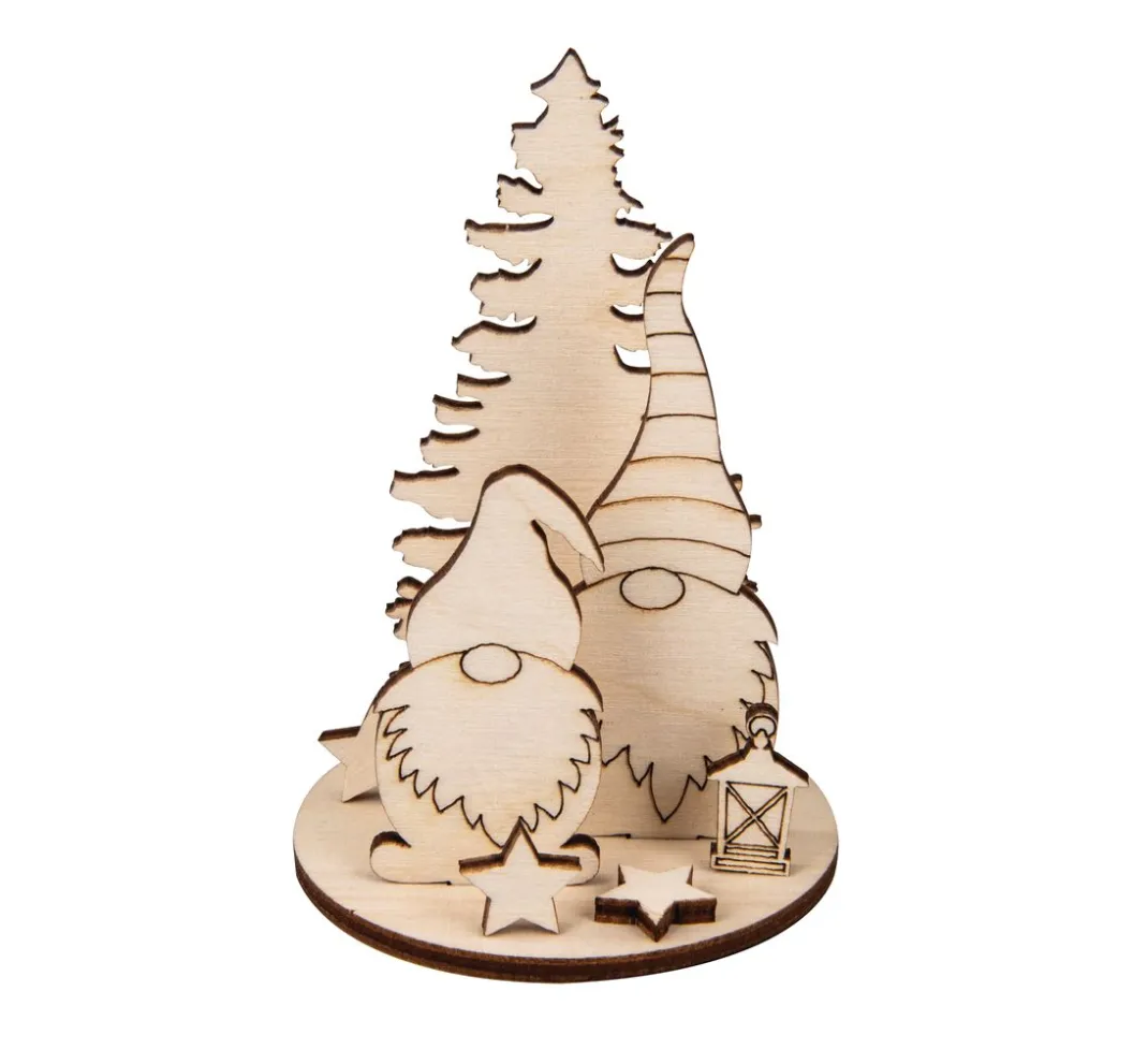 Rayher Dekofiguren & -Objekte|Holz, Mdf & Pappmaché>Holz-Steckmotiv "Wichtel mit Tanne"