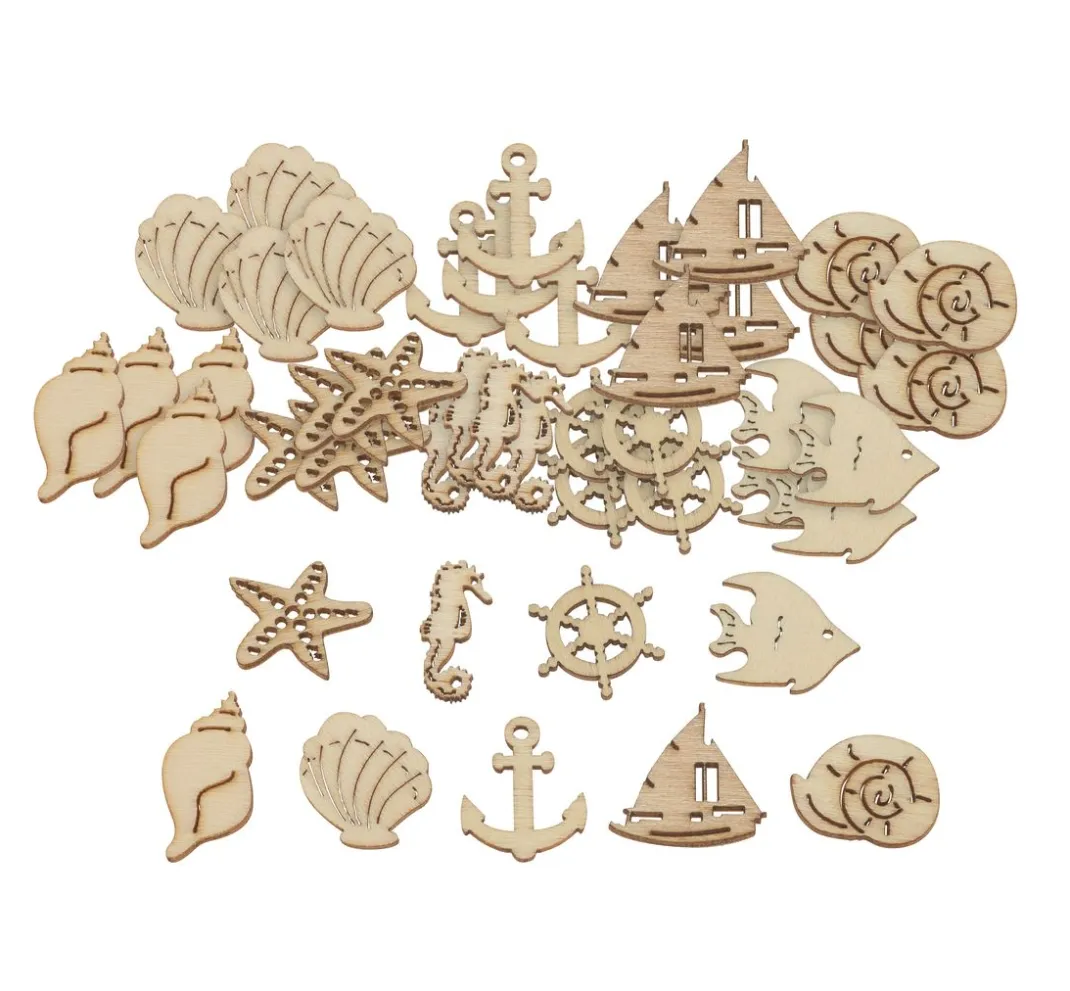 Papermania Streuteile|Dekoelemente>Holz-Streuteile "Maritim", 45 Stück