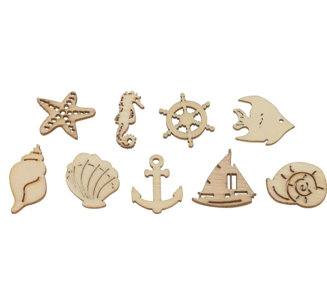 Papermania Streuteile|Dekoelemente>Holz-Streuteile "Maritim", 45 Stück