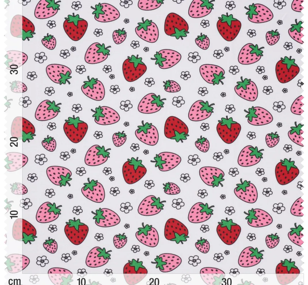 Kinder VBS Marktplatz Stoff Meterware|Kinderstoffe>Jersey-Stoff "Erdbeeren"