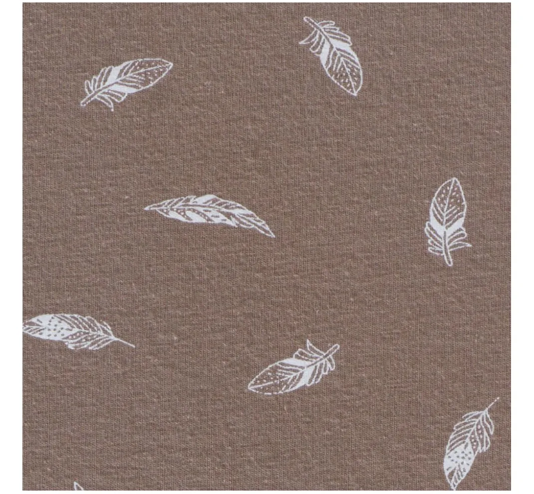 VBS Marktplatz Jerseystoff|Stoff Meterware>Jersey-Stoff "Federn Taupe"