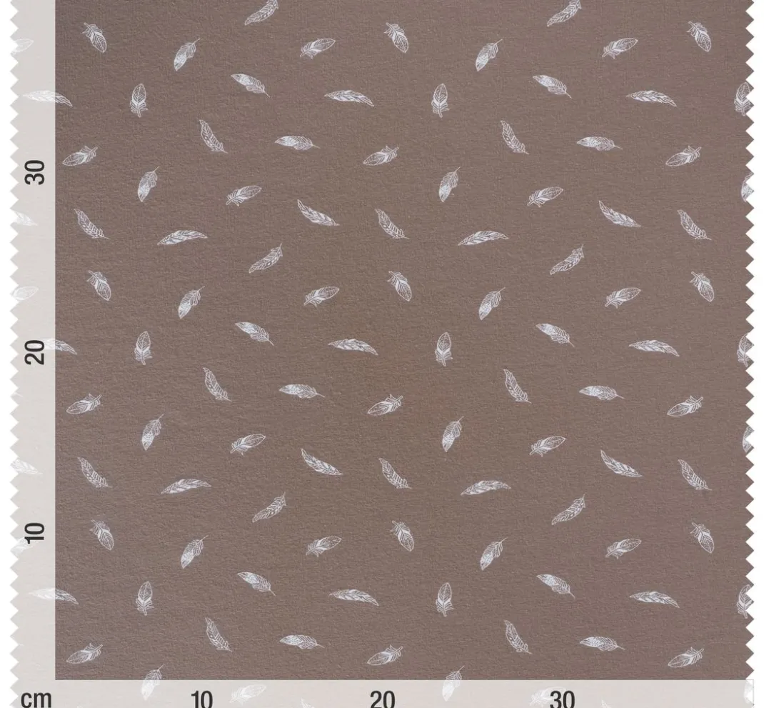 VBS Marktplatz Jerseystoff|Stoff Meterware>Jersey-Stoff "Federn Taupe"