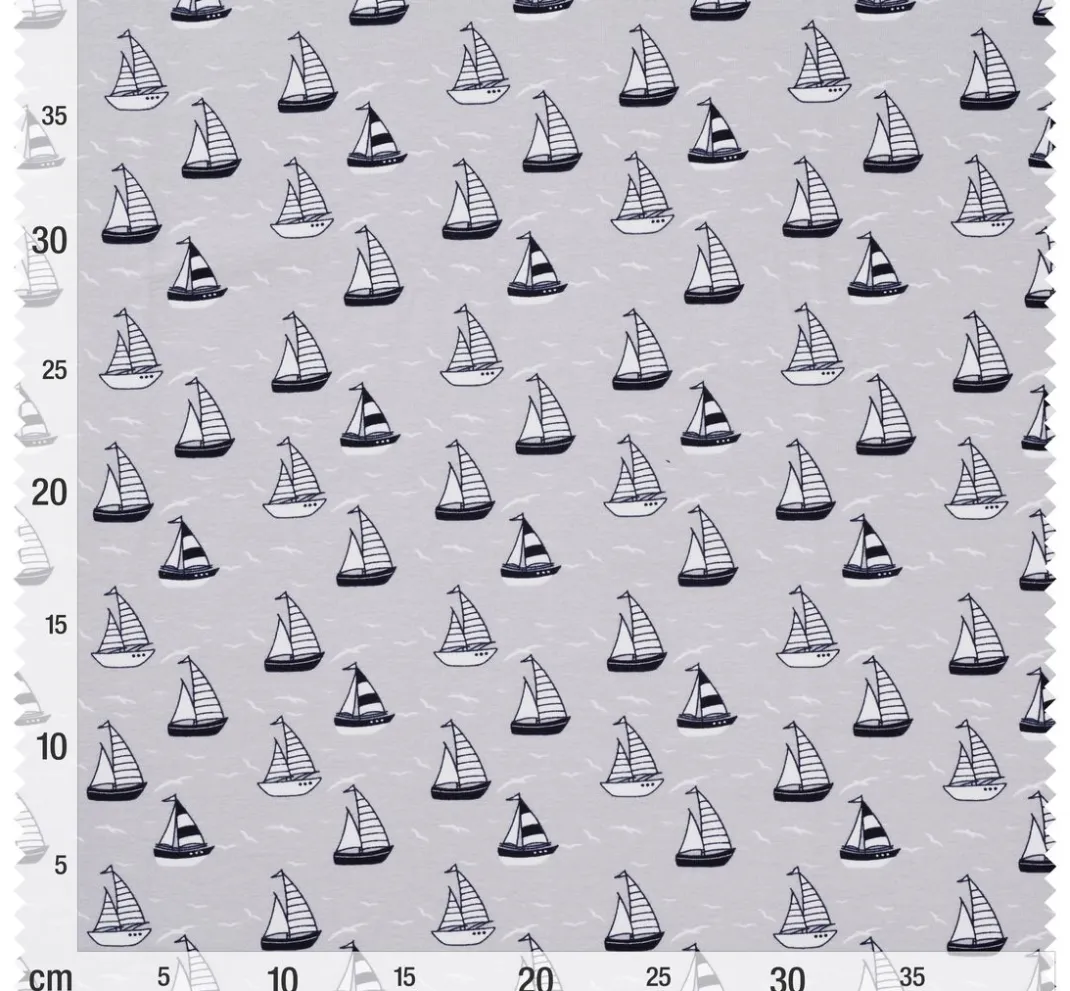VBS Marktplatz Jerseystoff|Stoff Meterware>Jersey-Stoff "Segelschiffe"